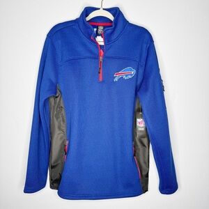 Buffalo Bills Pullover Knit Quarter Zip Fleece Jacket Blue White Red Medium